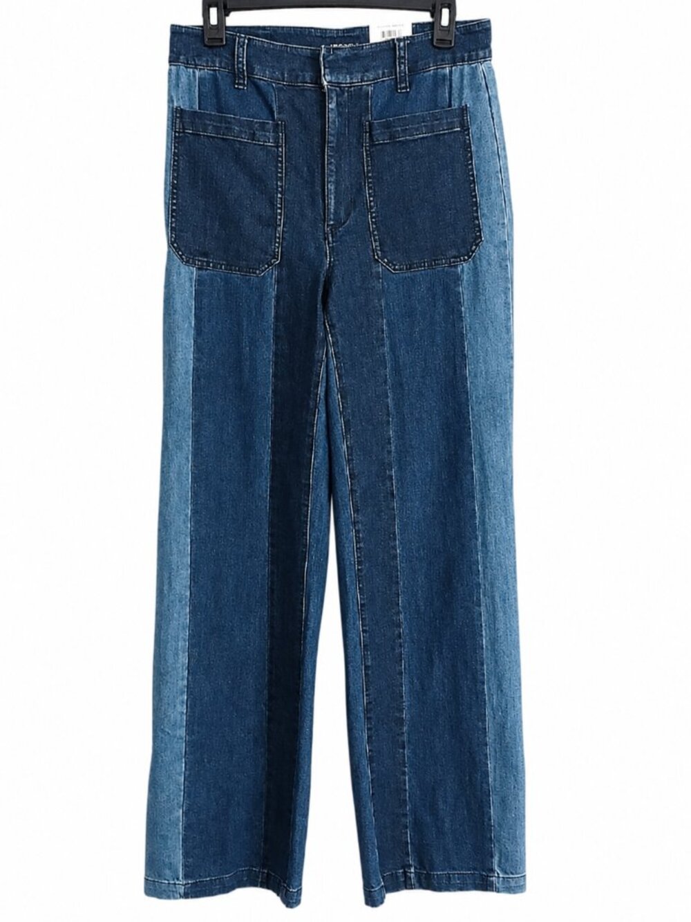 Size 8 Two-Tone Wide Leg Denim Pants. Long blue jeans. 70s Disco College Campus